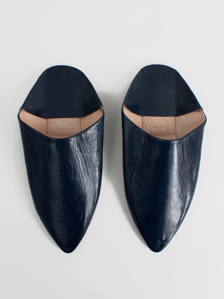 Moroccan Mens Pointed Babouche Slippers, Indigo (Pack of 2) | Bohemia Design