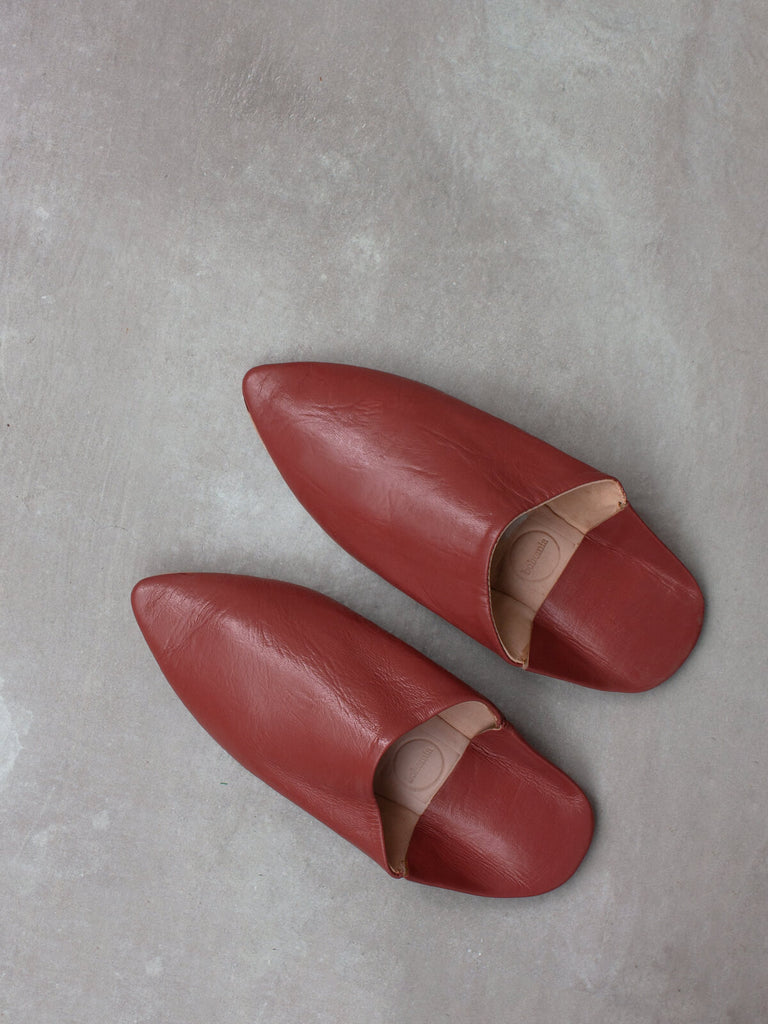 Moroccan Mens Pointed Babouche Slippers, Brick (Pack of 2) | Bohemia Design