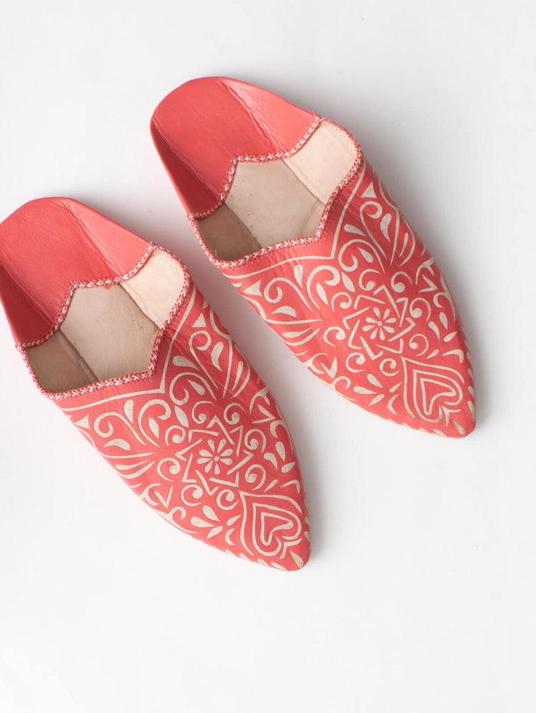 Moroccan Decorative Babouche Slippers, Coral (Pack of 2) | Bohemia Design