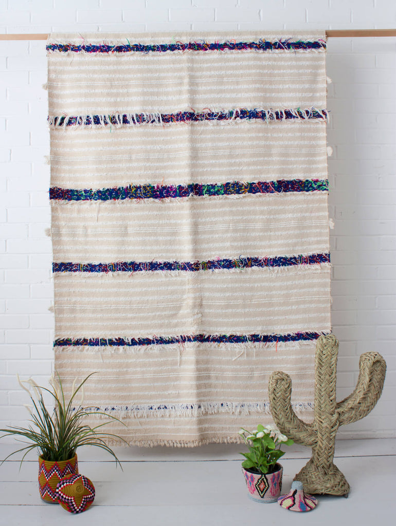 Vintage Moroccan Handira Blanket No. 137 | Bohemia Design