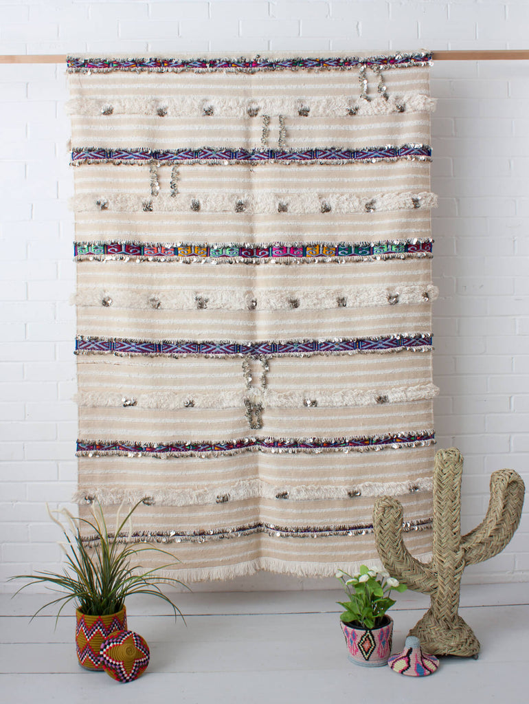 Vintage Moroccan Handira Blanket No. 137 | Bohemia Design