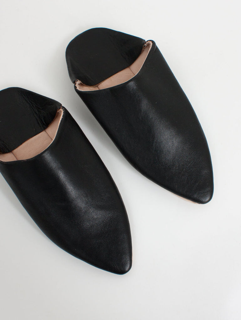 Moroccan Classic Pointed Babouche Slippers, Black (Pack of 2) | Bohemia Design