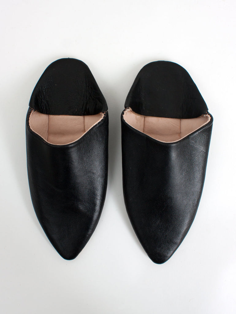 Moroccan Classic Pointed Babouche Slippers, Black (Pack of 2) | Bohemia Design