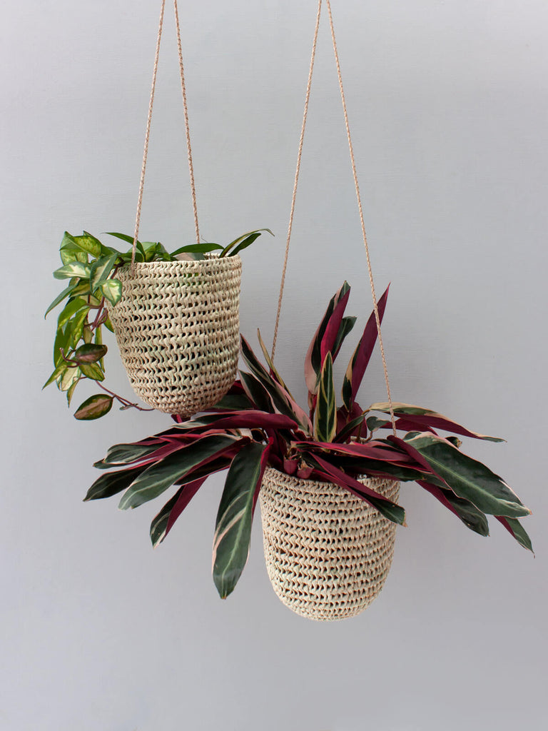 Open Weave Dome Hanging Baskets (Pack of 2), Natural | Bohemia Design