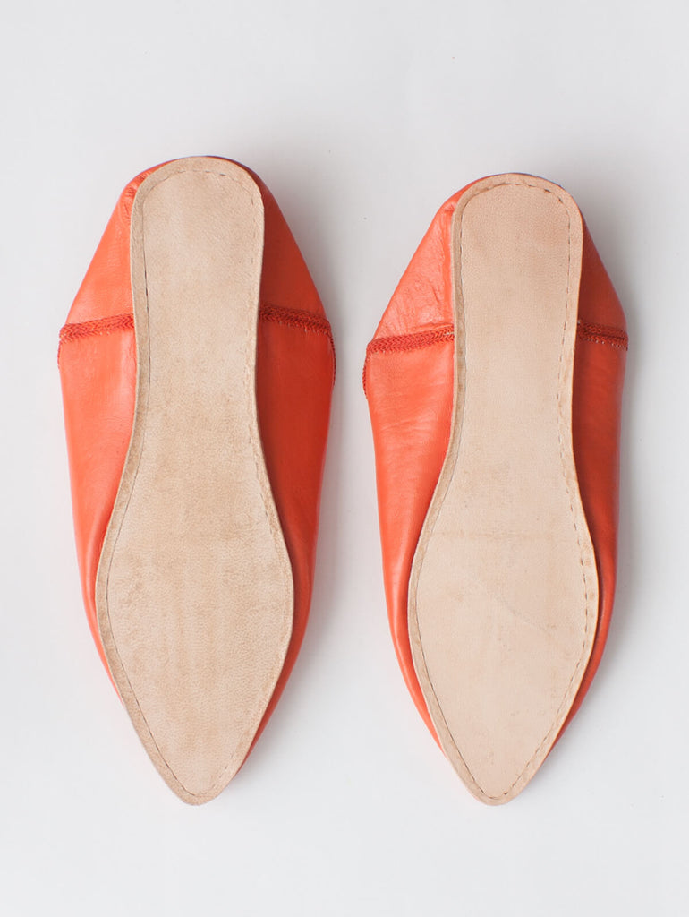 Moroccan Plain Pointed Babouche Slippers, Orange (Pack of 2) | Bohemia Design