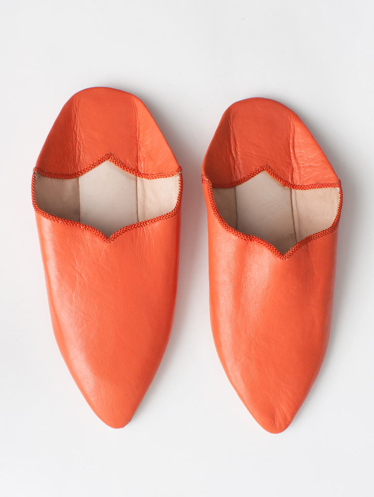 Moroccan Plain Pointed Babouche Slippers, Orange (Pack of 2) | Bohemia Design
