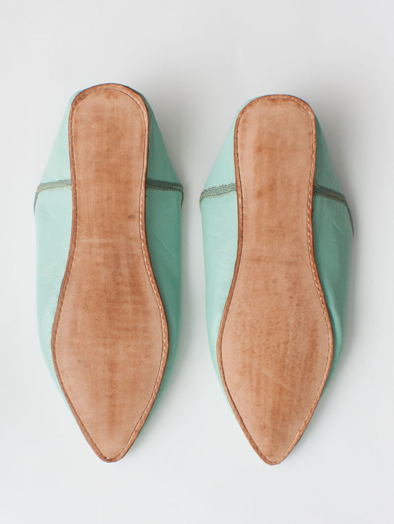 Moroccan Plain Pointed Babouche Slippers, Sage (Pack of 2) | Bohemia Design