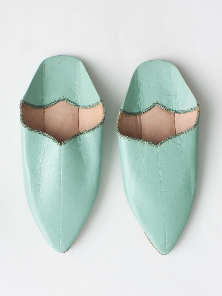 Moroccan Plain Pointed Babouche Slippers, Sage (Pack of 2) | Bohemia Design