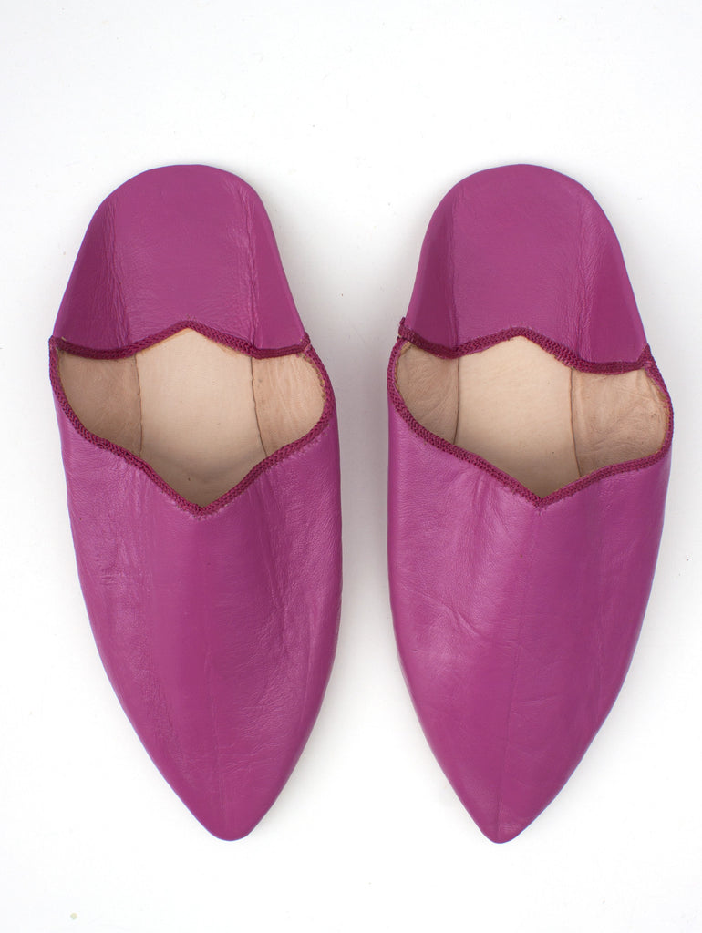 Moroccan Plain Pointed Babouche Slippers, Fuchsia (Pack of 2) | Bohemia Design