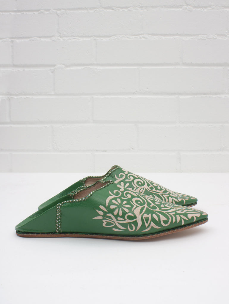 Moroccan Decorative Babouche Slippers, Green (Pack of 2) | Bohemia Design