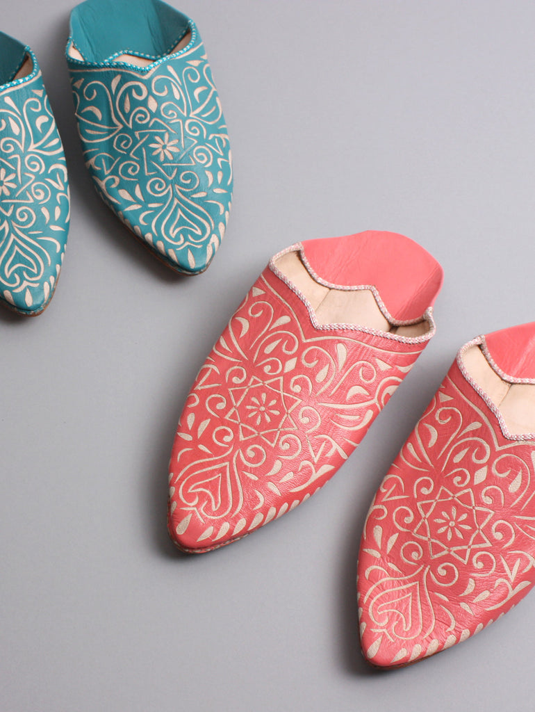 Moroccan Decorative Babouche Slippers, Coral (Pack of 2) | Bohemia Design
