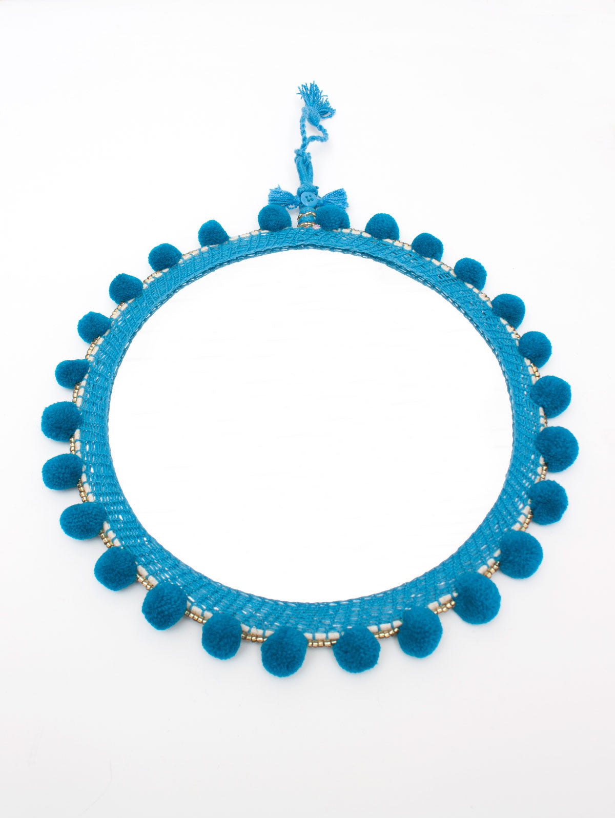 Pom Pom Mirrors Teal, Assorted Sizes (Pack of 2) | Bohemia Design