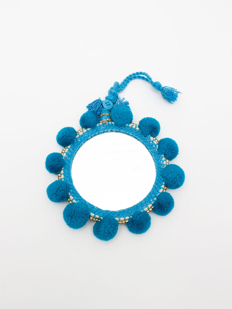Pom Pom Mirrors Teal, Assorted Sizes (Pack of 2) | Bohemia Design