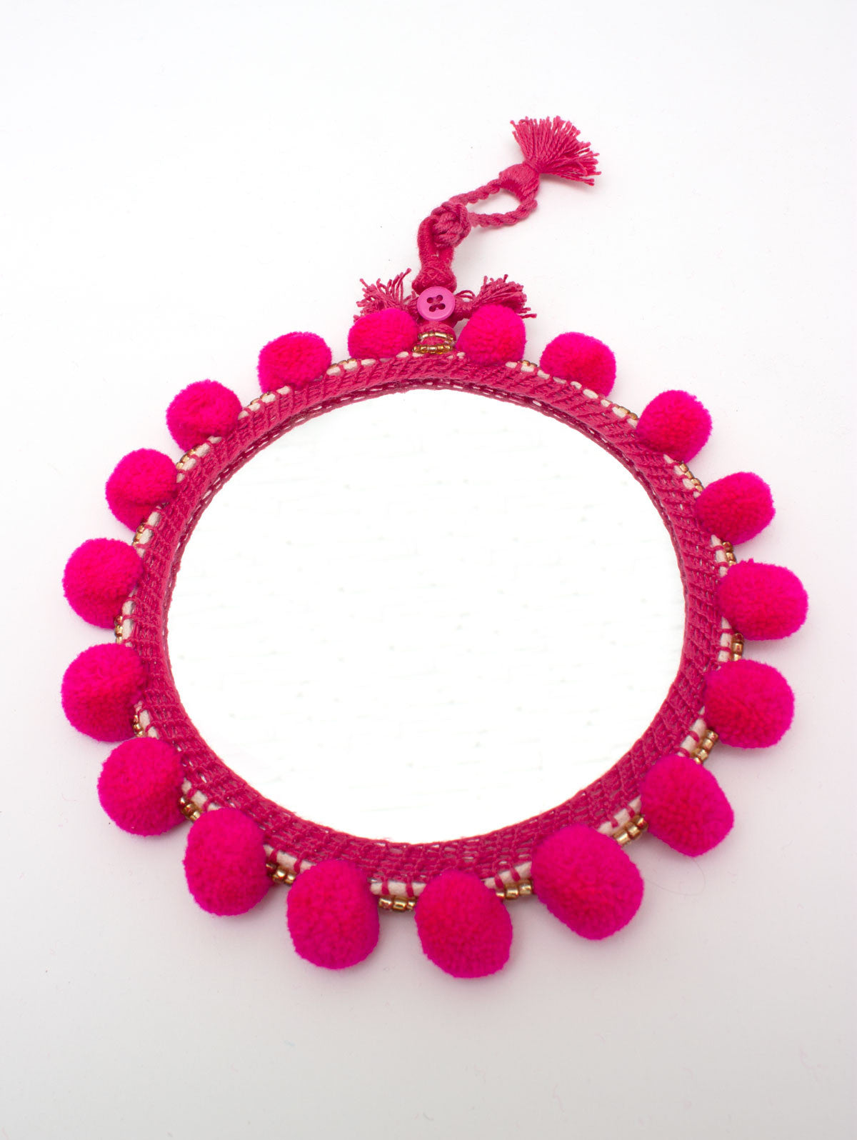 Pom Pom Mirrors Pink, Assorted Sizes (Pack of 2) | Bohemia Design