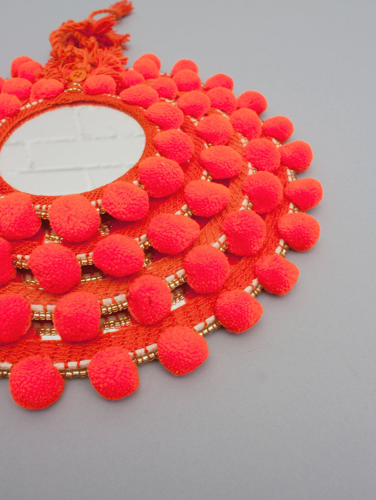 Pom Pom Mirrors Orange, Assorted Sizes (Pack of 2) | Bohemia Design