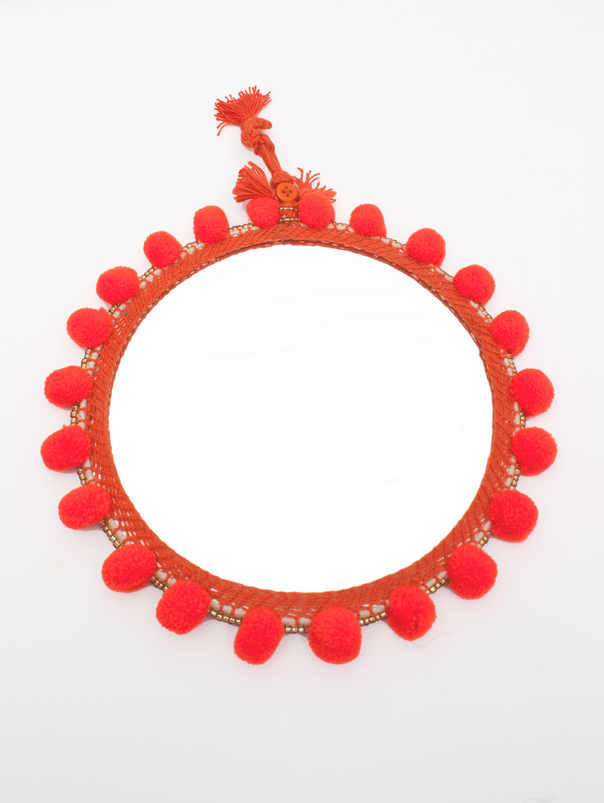 Pom Pom Mirrors Orange, Assorted Sizes (Pack of 2) | Bohemia Design