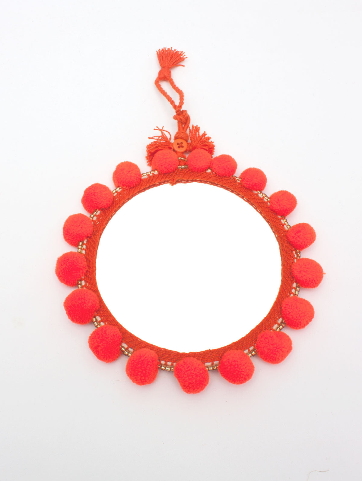 Pom Pom Mirrors Orange, Assorted Sizes (Pack of 2) | Bohemia Design