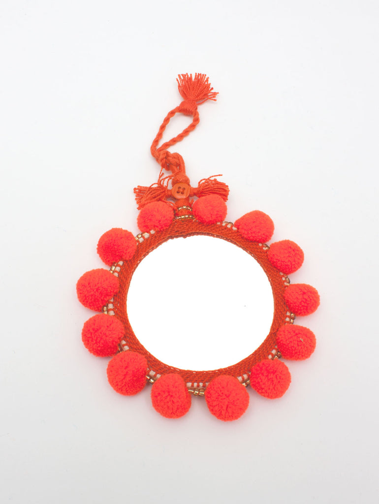 Pom Pom Mirrors Orange, Assorted Sizes (Pack of 2) | Bohemia Design