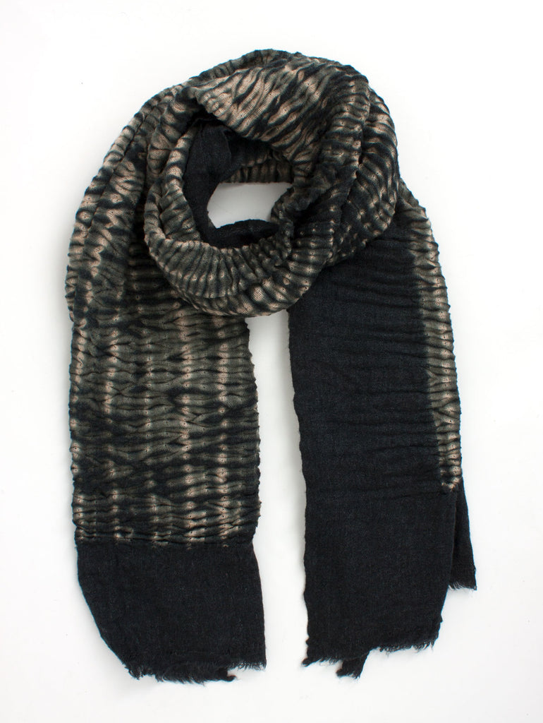 Shibori Tie Dye Merino Wool Scarf, Grey | Bohemia Design