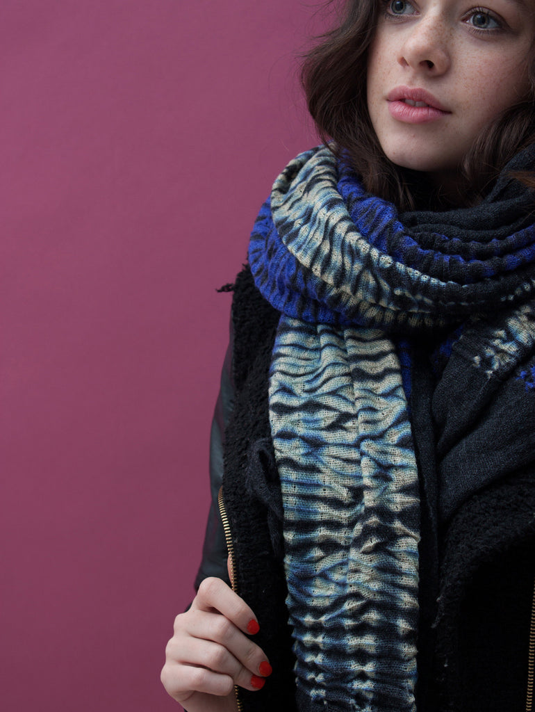 Shibori Tie Dye Merino Wool Scarf, Mix | Bohemia Design