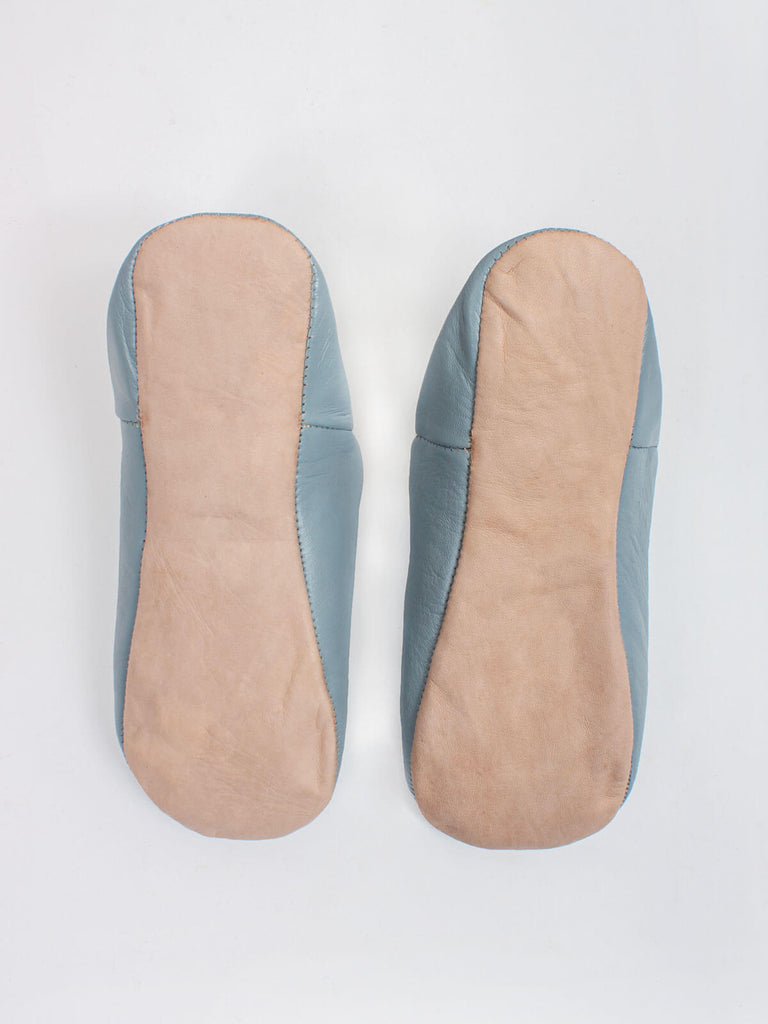 Bottom of Bohemia Design handmade Moroccan babouche leather slippers in pearl grey