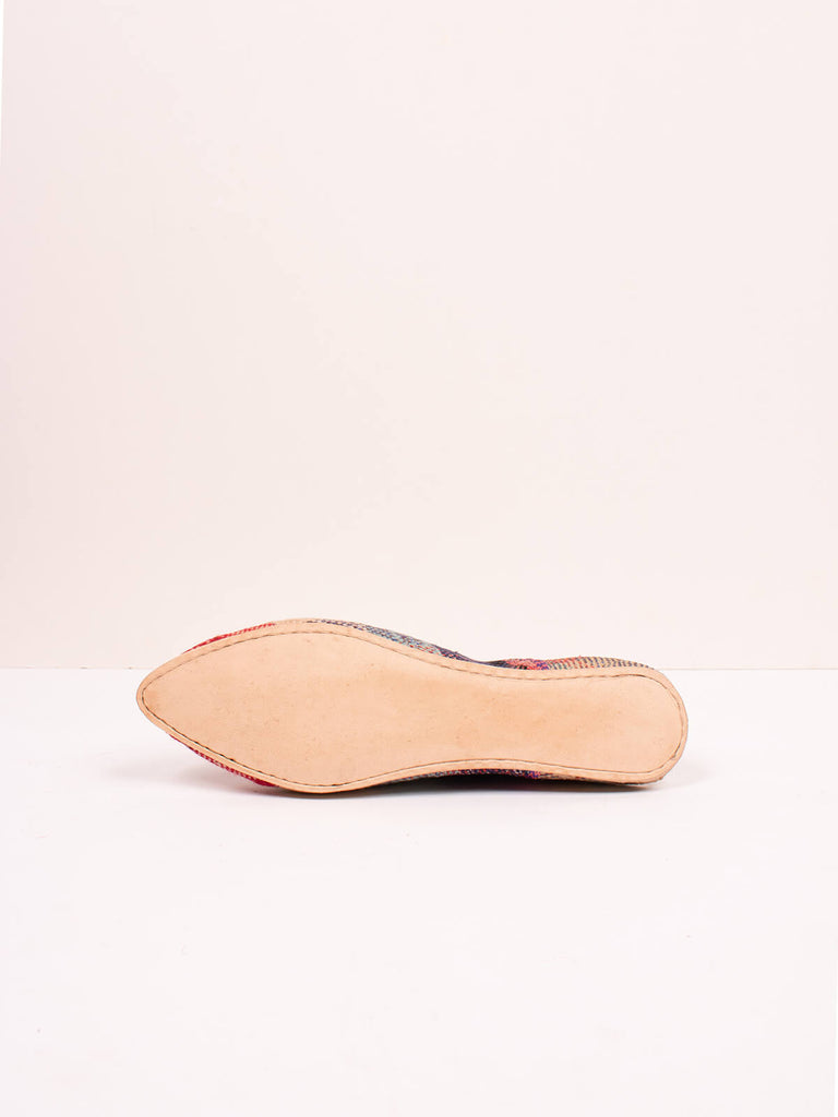 Underside of Bohemia design Moroccan babouche boujad slippers in Agafay check