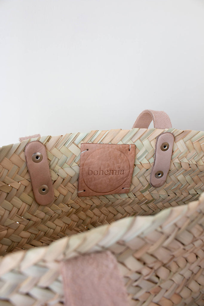 Leather bohemia label on Asilah shopper basket