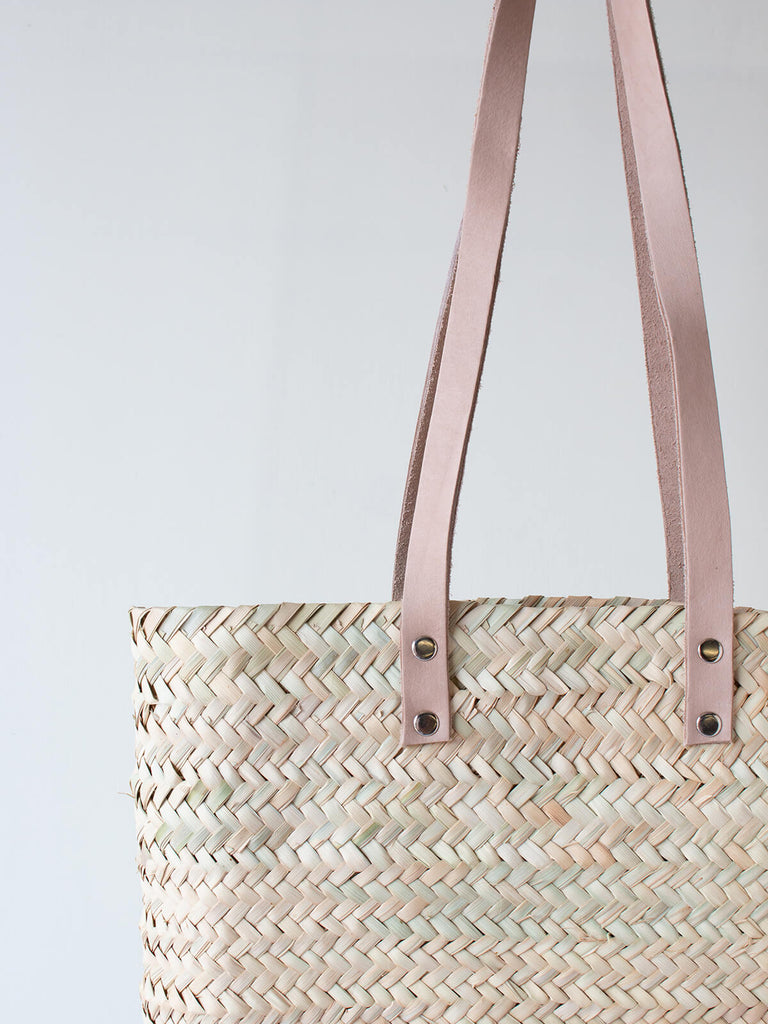 Asilah shopper basket with natural leather handles by Bohemia design