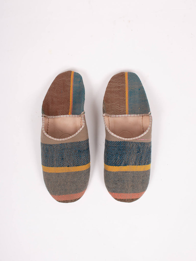 Bohemia design Moroccan babouche boujad slippers in camel stripe pattern