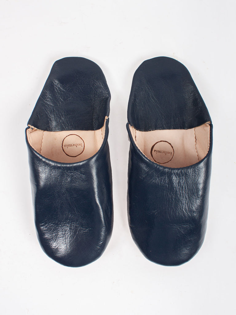Bohemia Wholesale mens Moroccan babouche slippers in indigo leather