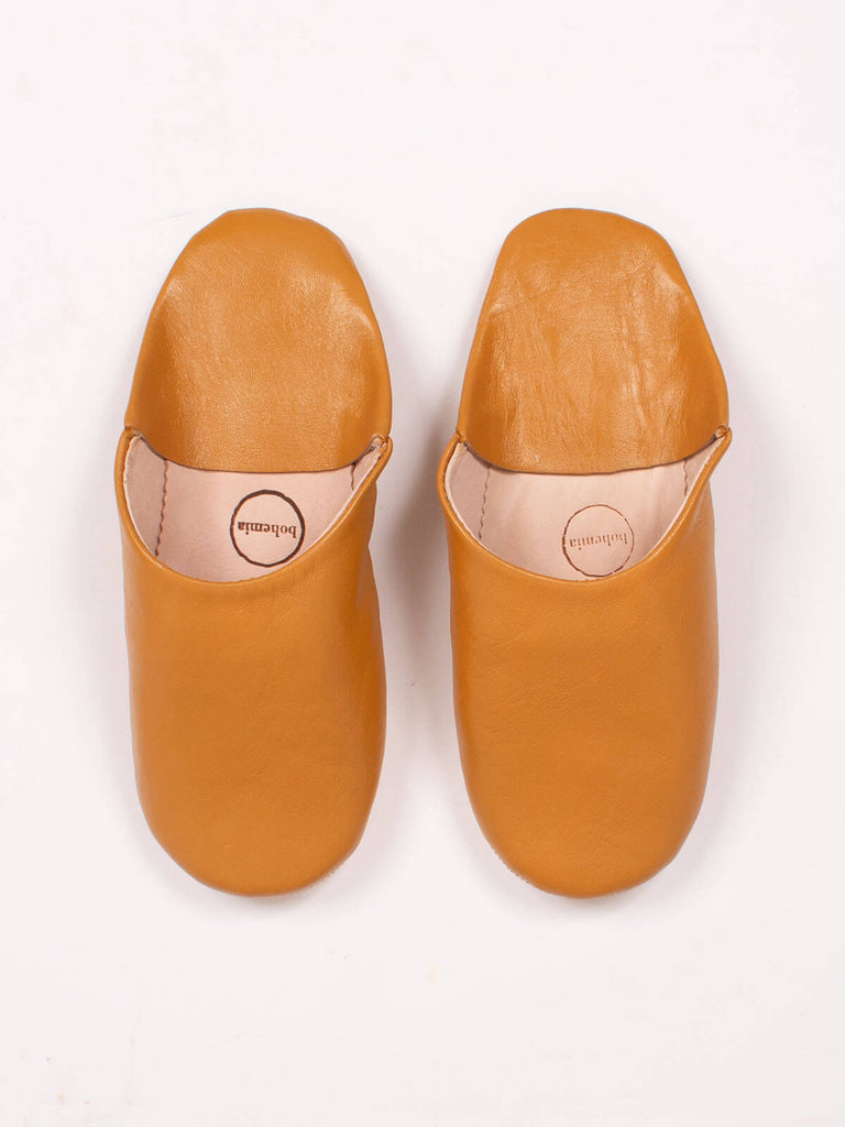 Men's Moroccan babouche slippers by Bohemia Design in ochre leather