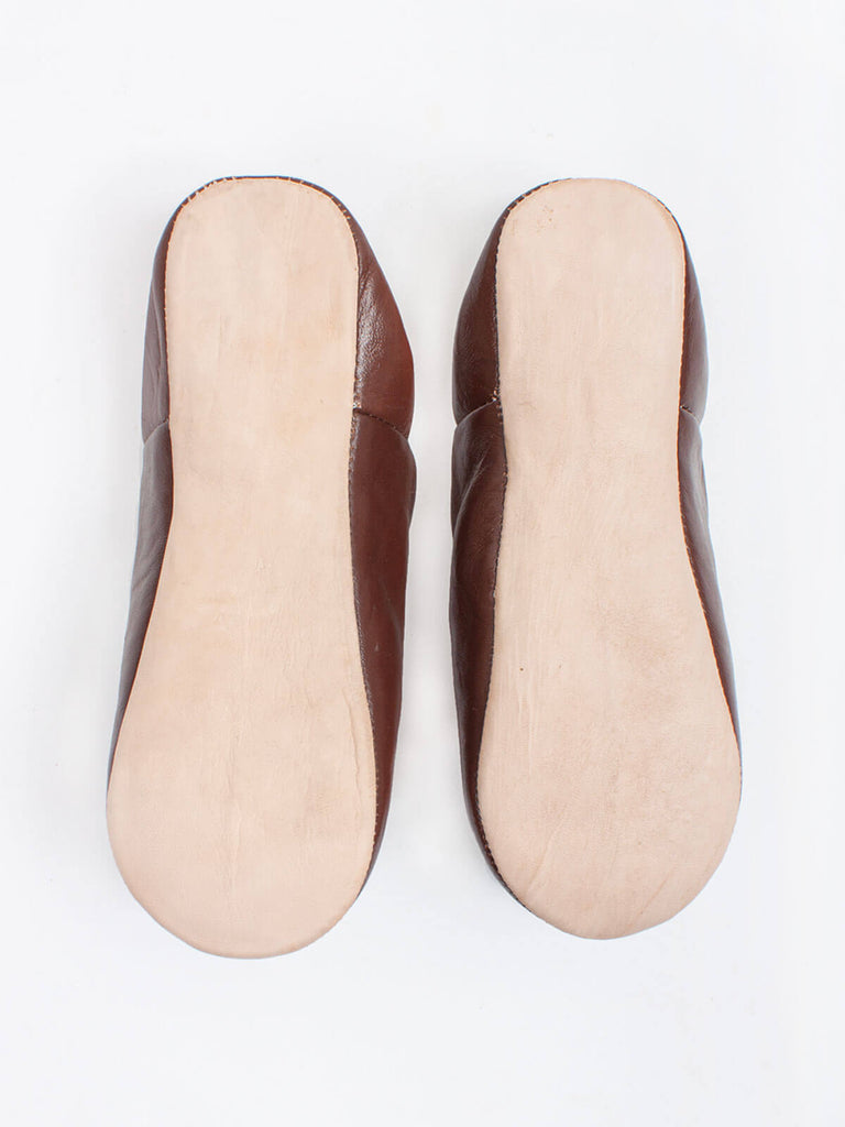 Bottom of Bohemia Design handmade Moroccan mens babouche leather slippers in chocolate