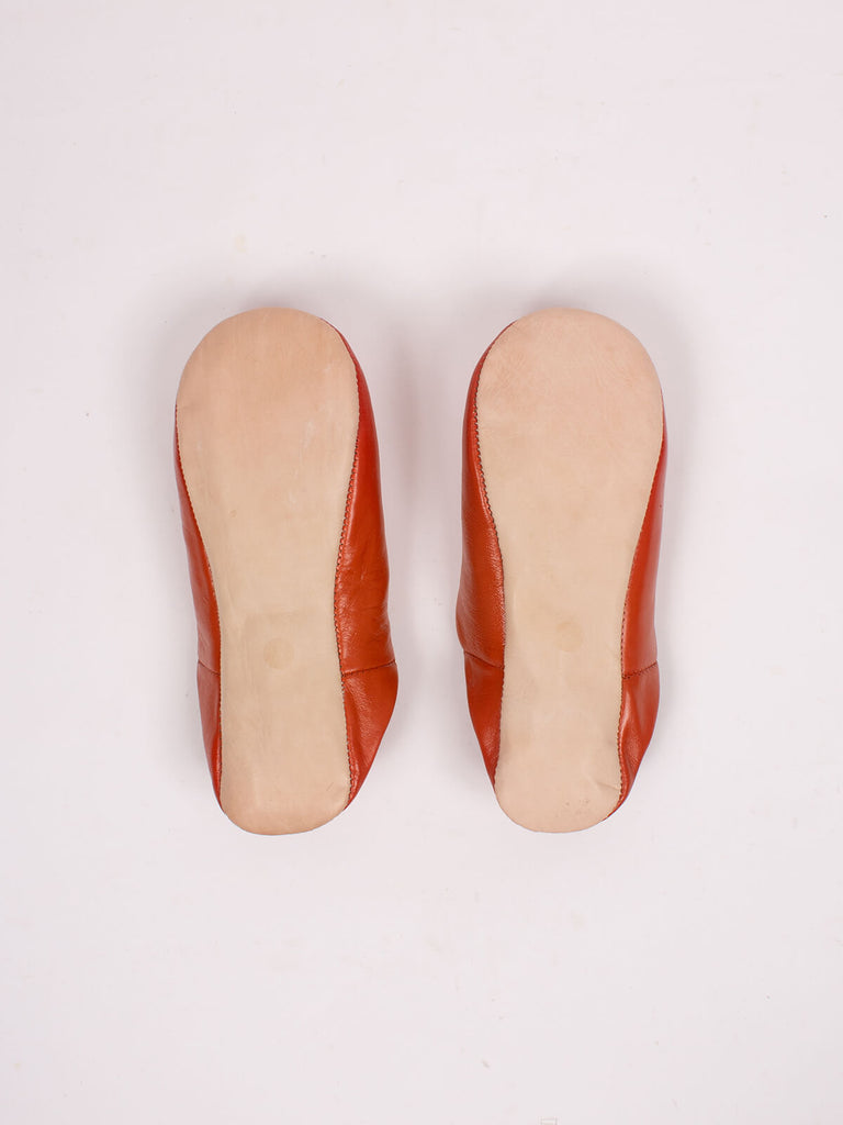 Underside of Moroccan Babouche Basic Slippers in Burnt Orange leather