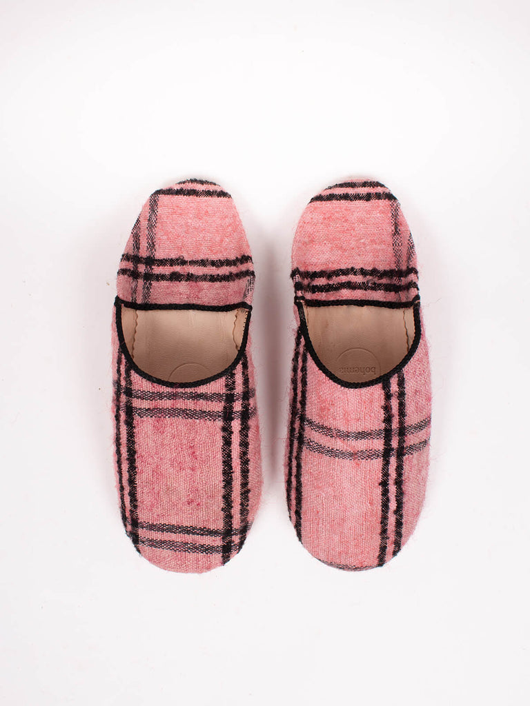Bohemia design Moroccan babouche boujad slippers in vintage rose check
