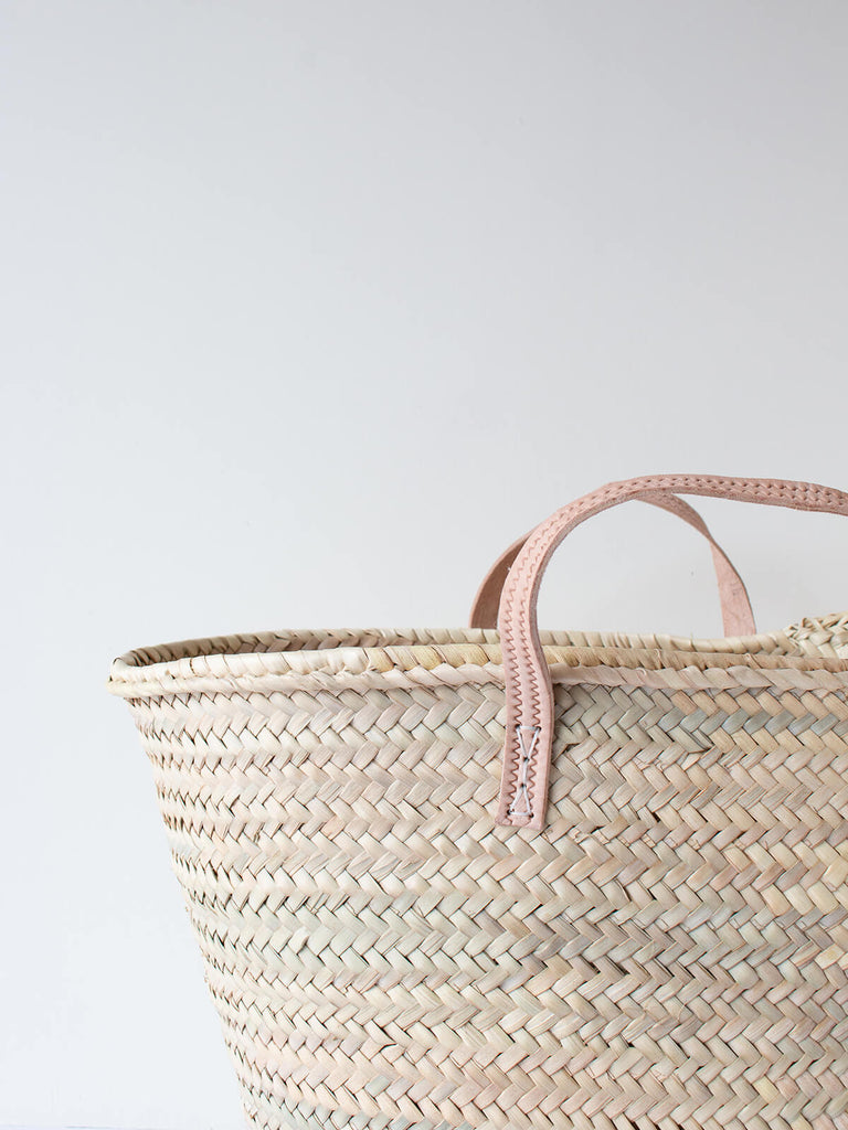 Parisienne market basket with natural leather handles by Bohemia Design