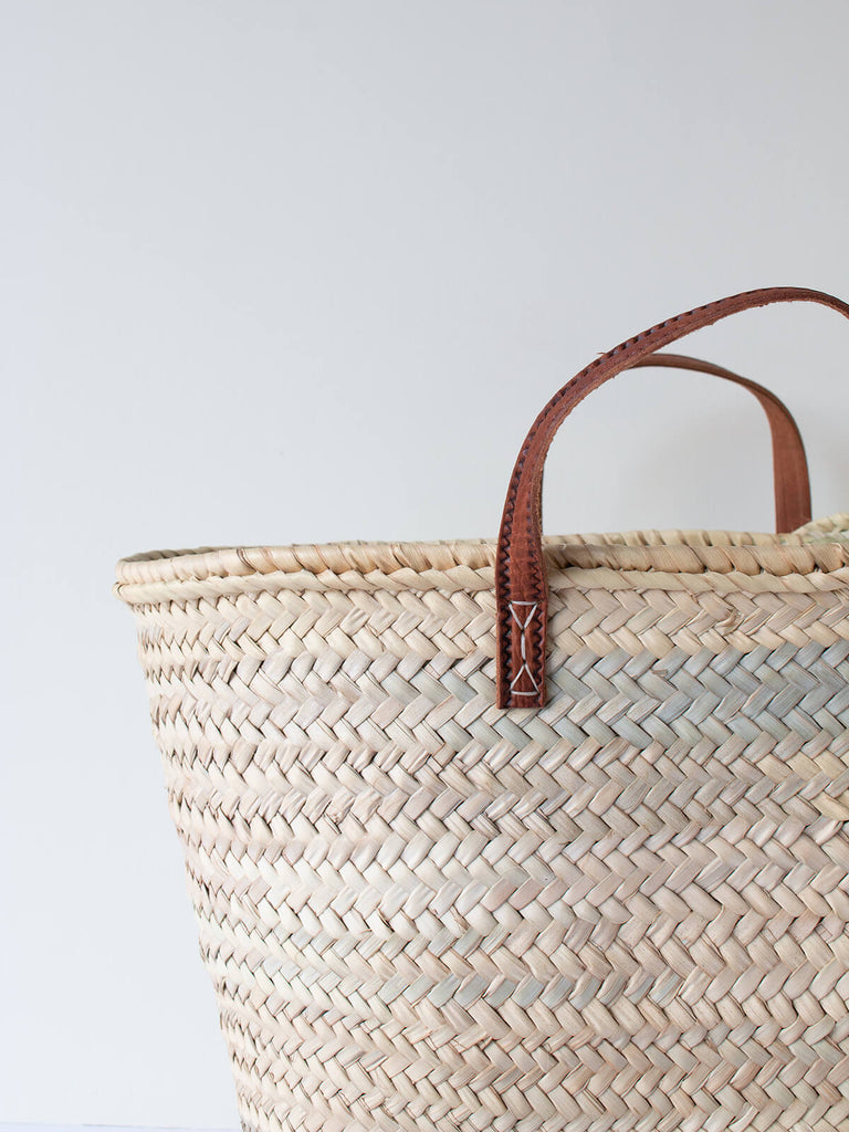 Parisienne market basket with tan leather handles by Bohemia design