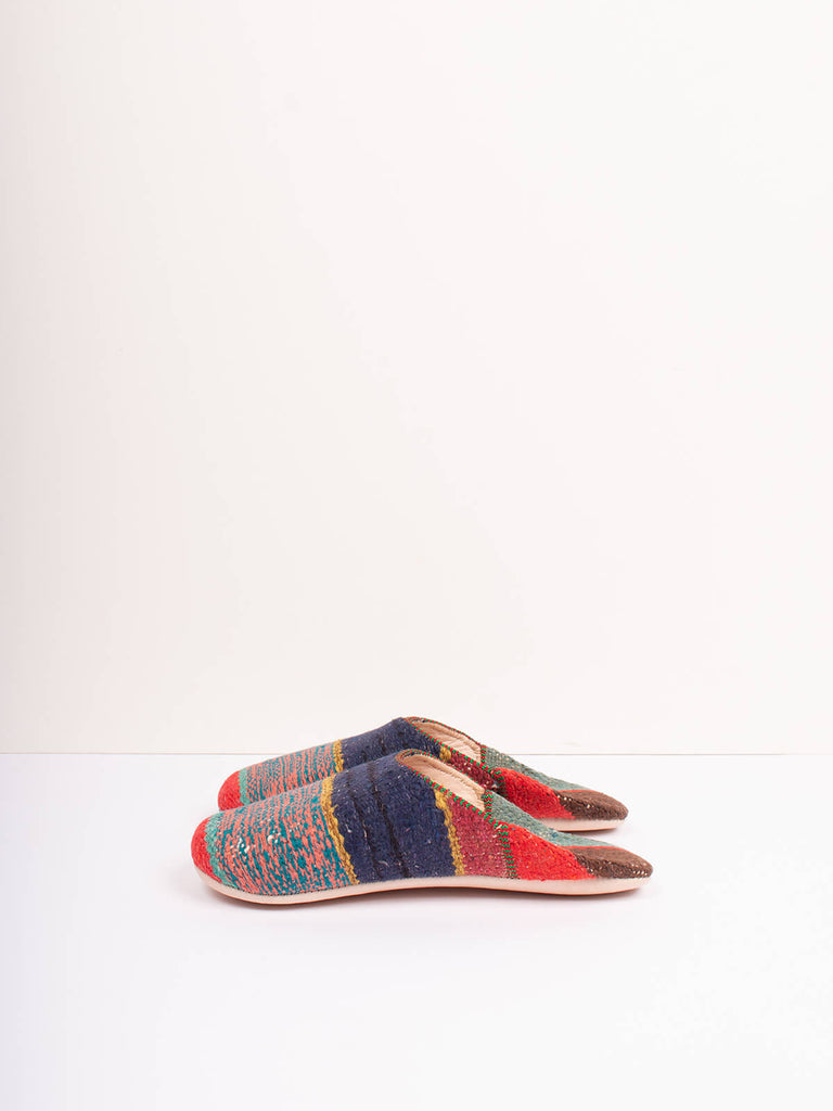 Moroccan boujad babouche slippers in a teddy stripe pattern by Bohemia Design