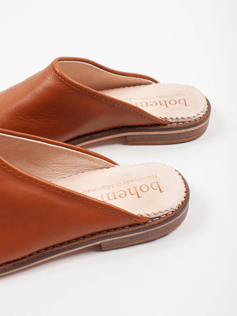 Leather tan mules by Bohemia Design