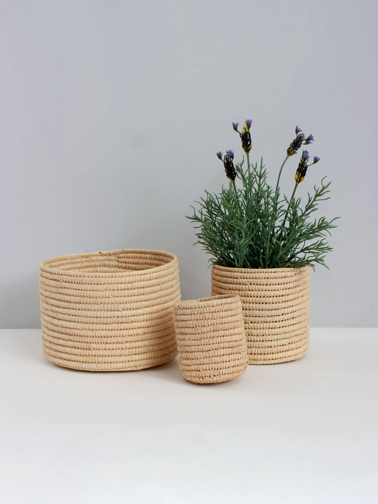 Raffia Storage Pots (Set of 3), Natural | Bohemia Design