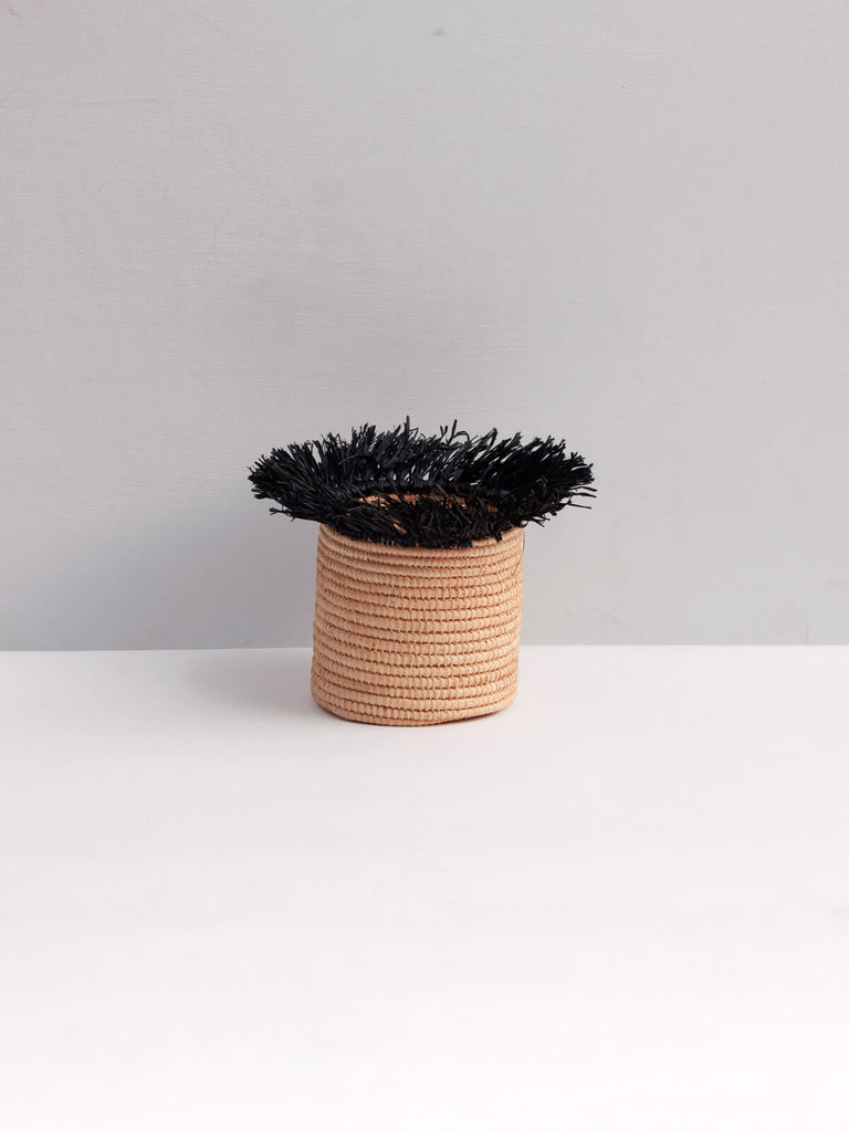 Raffia Tassel Storage Pots (Set of 3), Black | Bohemia Design