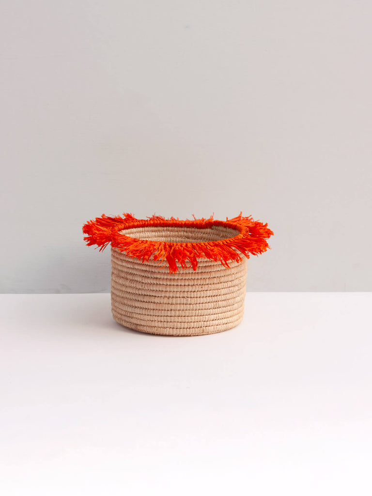 Raffia Tassel Storage Pots (Set of 3), Orange | Bohemia Design