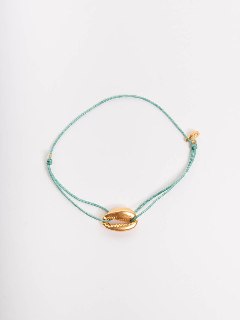 Gold Cowrie Shell Bracelets Sage - Bohemia Design