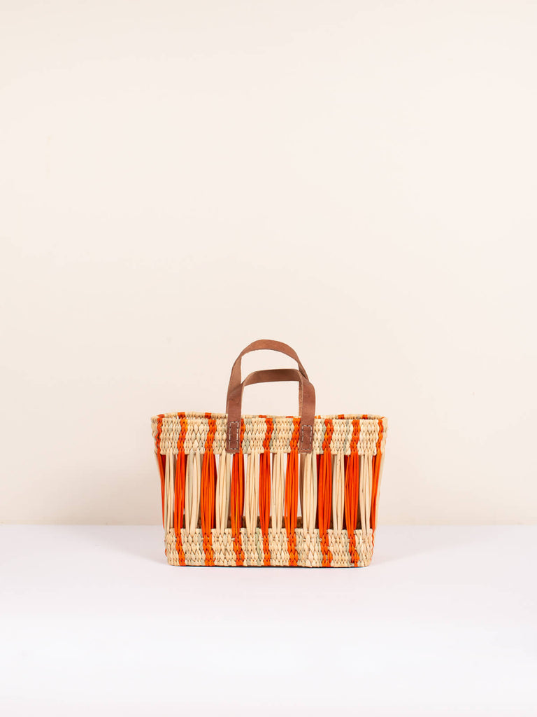 Bohemia Design Decorative Reed Basket, Orange Stripe