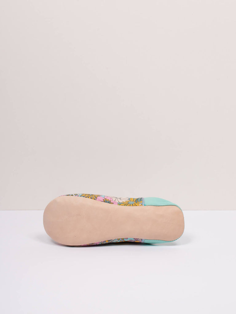 Margot Floral Babouche Slippers, Duck Egg by Bohemia Design Wholesale
