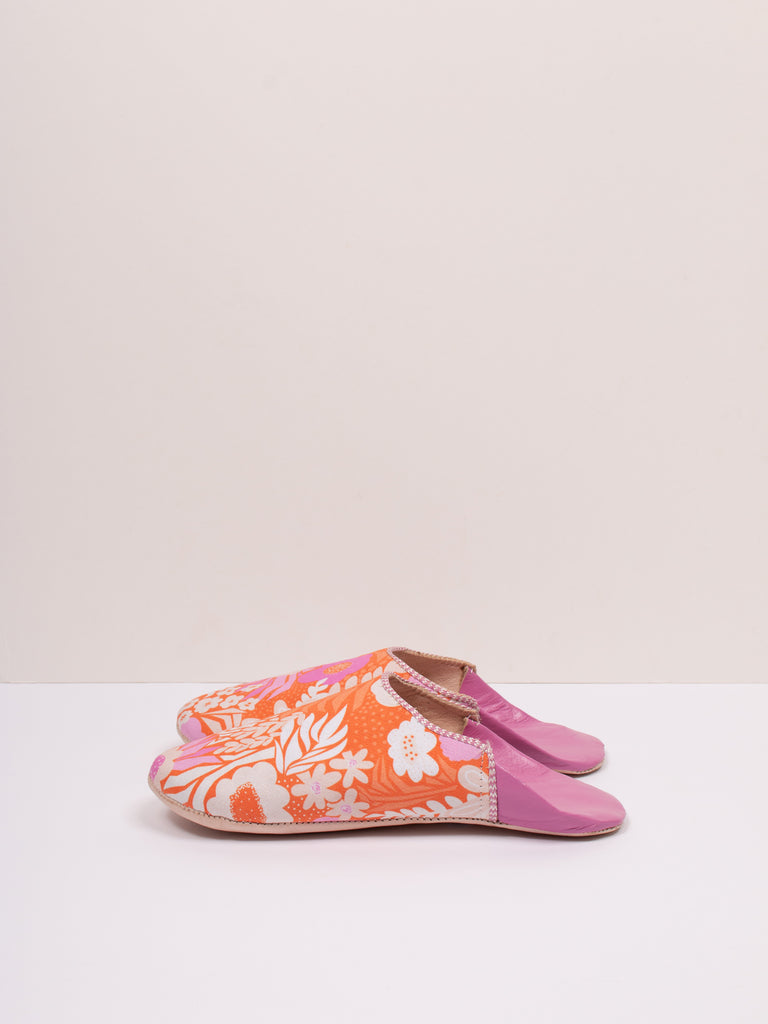 Margot Floral Babouche Slippers, Fuchsia by Bohemia Design Wholesale