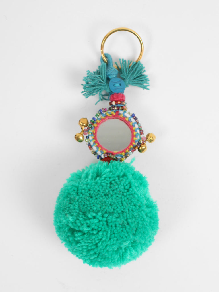 Pom Pom Mirror Keyrings, Single Colour (Pack of 5) | Bohemia Design