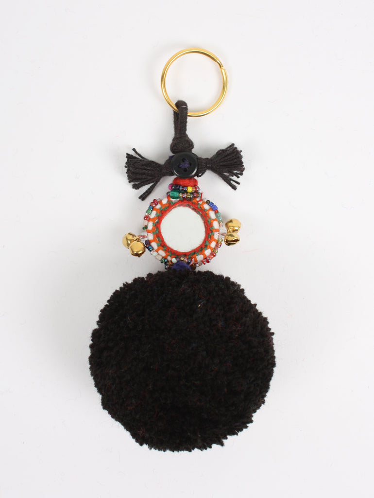 Pom Pom Mirror Keyrings, Single Colour (Pack of 5) | Bohemia Design