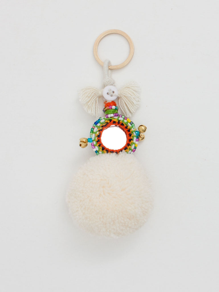 Pom Pom Mirror Keyrings, Single Colour (Pack of 5) | Bohemia Design