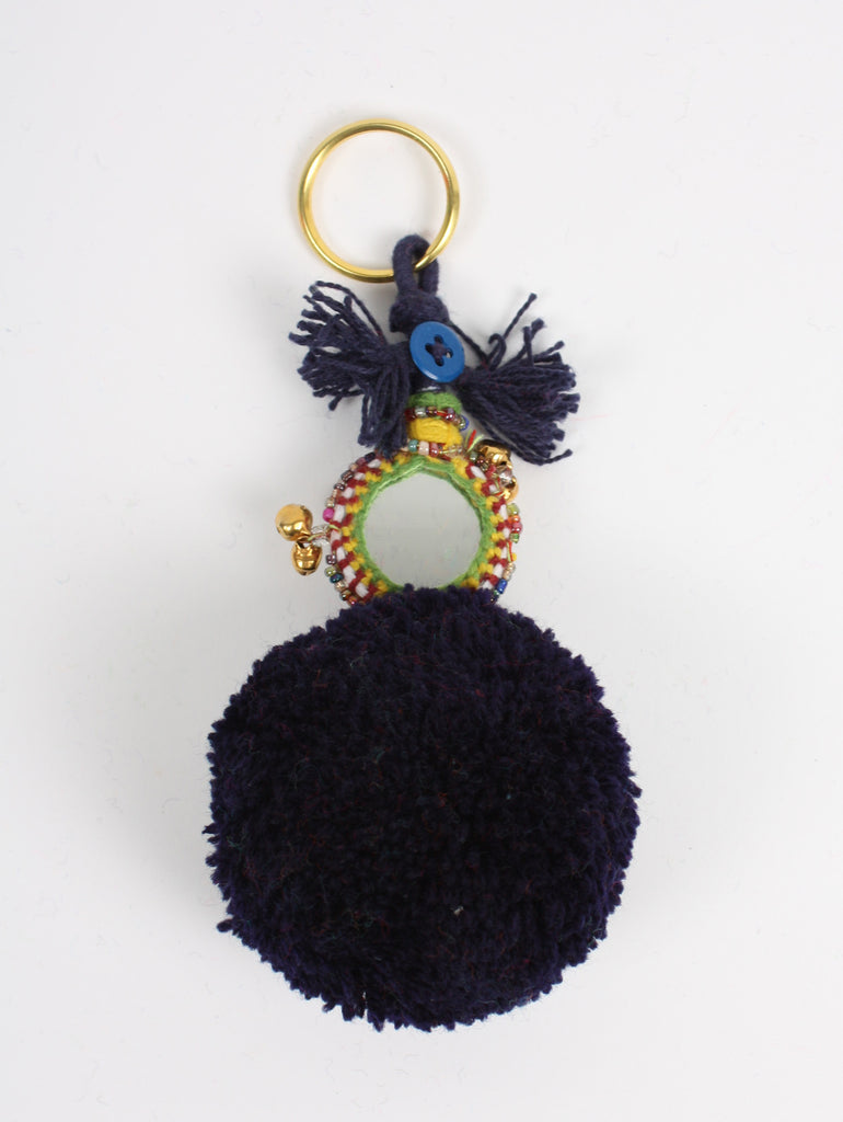 Pom Pom Mirror Keyrings, Single Colour (Pack of 5) | Bohemia Design