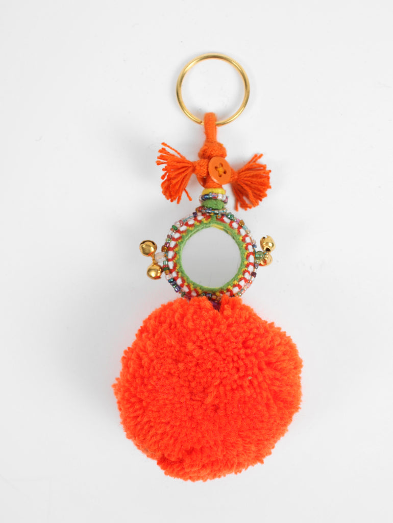 Pom Pom Mirror Keyrings, Single Colour (Pack of 5) | Bohemia Design